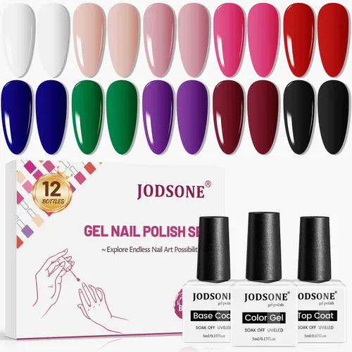 Vista 20 de JODSONE - Juego de 100 esmaltes de uñas de gel (5 ml cada uno) con capa base que no se limpia, capa de base que se borra y capa superior mate