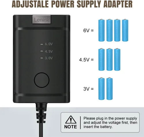 Vista 3 de Lenink Adaptador de fuente de alimentación de CA ajustable para 2 pilas AA Negro