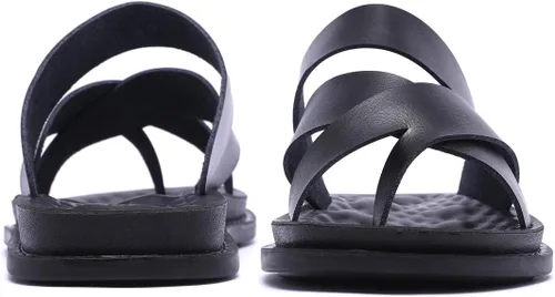 Vista 3 de Harssidanzar Sandalias para hombre, de secado rápido, para verano, con correas cruzadas, sandalias deslizantes, anillo para el dedo del pie