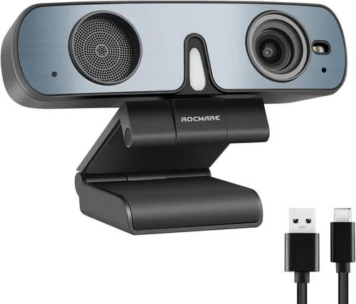 Vista 10 de RC08 - Cámara web 2K con altavoz, cámara web para PC, cámara web HD con micrófono de reducción de ruido/altavoz Harman/4X Eptz/cubierta