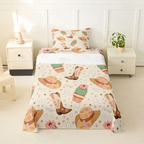 Vista 25 de Erosebridal Western Cowgirl Sheet Set Twin Western Cowboy Bed Sheets for Kids Boys Girls Horseshoe Boots Southwestern Flat Fitted Sheet Wild West