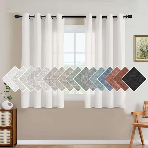 Vista 57 de H.VERSAILTEX Elegant - Cortinas texturizadas de lino natural mezclado con eficiencia energética, filtrado de luz, con ojales de níquel