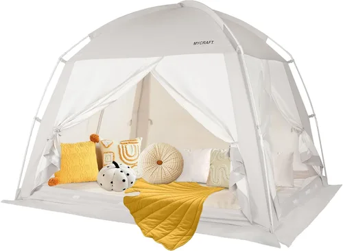 Vista 11 de Carpas de Cama con Dosel - Carpa de Ensueño Privada para Dormir Cómodamente en Interiores, Reductora de Luz y Transpirable, con Carpa de Cama