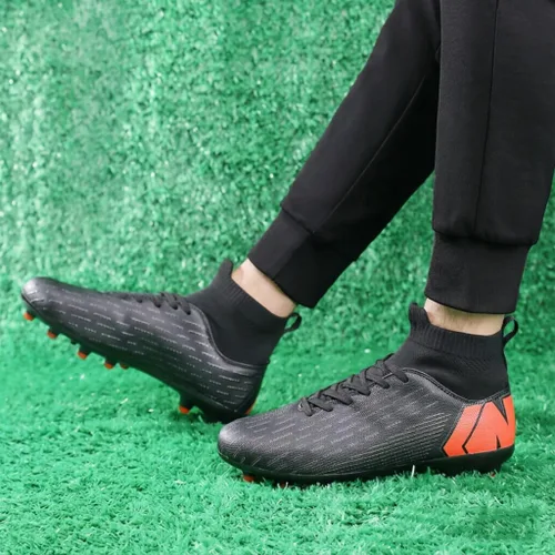 Vista 6 de WILTENA Botas de fútbol clásicas unisex para mujer, de alta calidad, ligeras, para hombre Negro