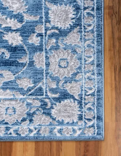 Vista 9 de Unique Loom Boston Collection - Alfombra rectangular de 2 x 3 pies y 1 pulgada, color azul y marfil