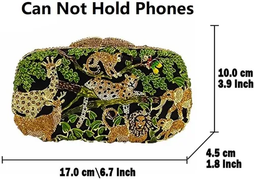 Vista 2 de Deslumbrantes monederos de animales brillantes para mujer, bolso de noche de embrague de cristal, bolso de fiesta de boda