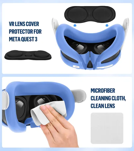 Vista 6 de Silicone Cover Set Compatible with OculusMeta Quest 3, Touch Controller Grips Cover, VR Shell Cover, Facial Interface Cover, Protective Lens Cover