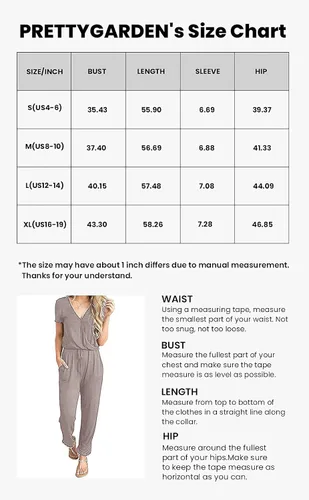 Vista 6 de PRETTYGARDEN Womens Deep V Neck Wrap Drawstring Waist Jumpsuit
