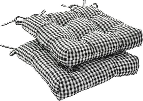 Vista 12 de Lush Decor Gingham Check - Servilleta teñida de hilo a cuadros, 18.0 x 18.0 in, color blanco roto y negro