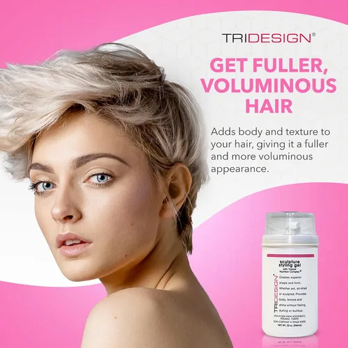 Vista 4 de TRI Sculpture - Gel para peinar el cabello para sujeción media con brillo, gel para el cabello para hombres y mujeres, añade cuerpo, textura