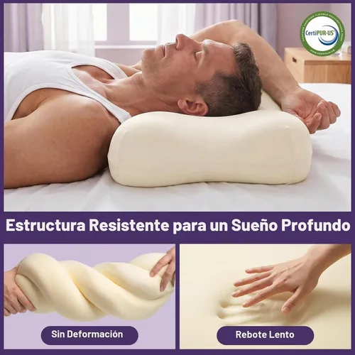 Vista 3 de ZZ-WELL Almohadas para Dormir de Lado para Adultos - Almohada Cervical Patentada para el Cuello para Dormir - Almohada de Espuma Viscoelástica Beige