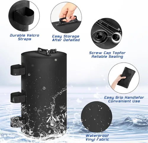Vista 3 de ZNCMRR Bolsa de peso de agua para toldo, 132 libras, juego de 6 pesas para patas para toldo desplegable, tienda de campaña, cenador, color negro