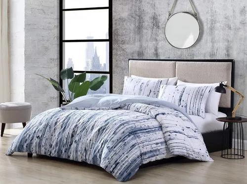 Vista 13 de City Scene - Juego de funda de edredón para cama individual, ropa de cama 100% algodón suave para comodidad durante todo el año, juego de cama de 2