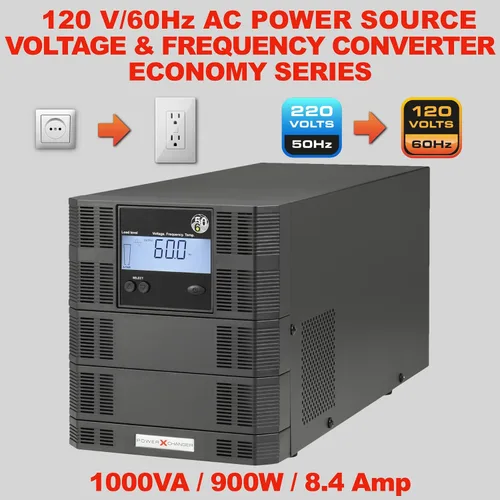 Vista 2 de PowerXchanger EX Series - Convertidor de voltaje y frecuencia, 900-2340 W de onda sinusoidal pura reductor 200-240 V 50 Hz a 120 V 60 Hz, diseño
