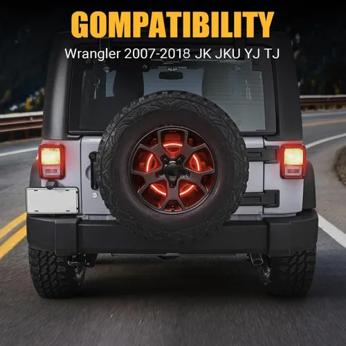 Vista 6 de SUPAREE Luz de Freno para Neumático de Repuesto Plug and Play Luz de Rueda Luz de Freno 3ra Luz de Freno Roja Compatible con Wrangler 2007-2018 JK
