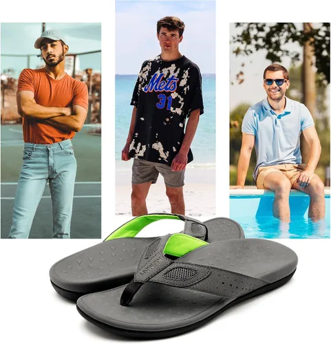 Vista 7 de Sandalias ortopédicas para hombre con soporte de arco para fascitis plantar, pies planos, para interiores y exteriores, sandalias de playa