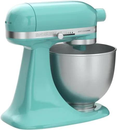Vista 2 de KitchenAid KSM3311XAQ Artisan Mini Series Batidora de pie con cabezal inclinable, 3.5 cuartos, azul cielo aguamarina