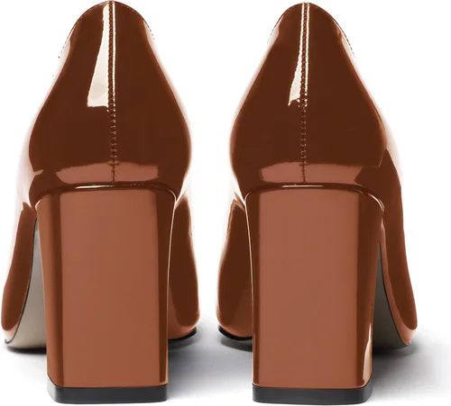 Vista 4 de WAYDERNS Zapatos de tacón alto con puntera cuadrada para mujer, de 3 pulgadas