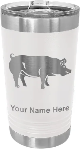 Vista 11 de LaserGram Vaso de pinta aislado al vacío de 16 onzas, cerdo, grabado personalizado incluido (negro) Engraved Gift, Vacuum Insulated Stainless