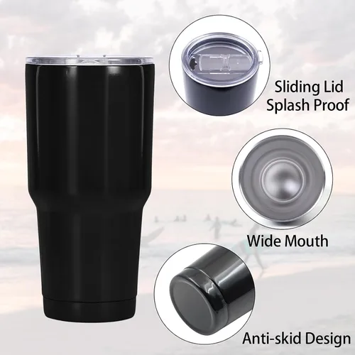 Vista 3 de Muka Vaso de acero inoxidable de 30 onzas con tapa resistente, taza de viaje aislada de doble pared, color azul rey Azul Real