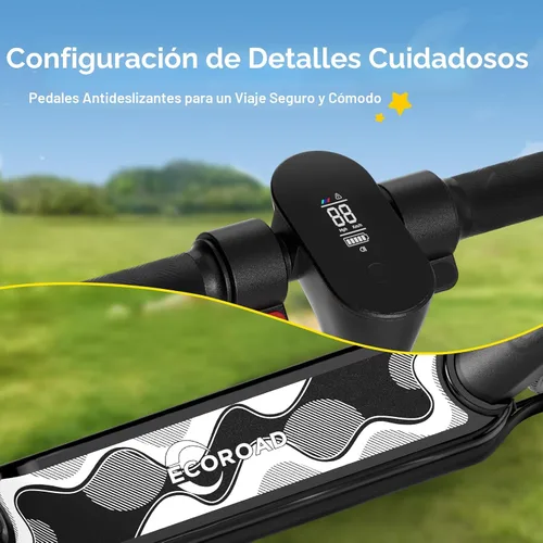 Vista 7 de ECOROAD EK6 - Patinete eléctrico para niños para velocidades de 6-12, 3/6/10 mph para máxima comodidad y altura ajustable, 150 W y doble freno
