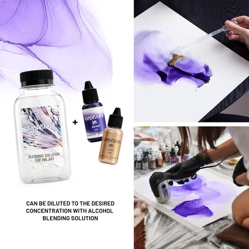 Vista 8 de Juego de tinta de alcohol Kamenskaya #10: Combinación de colores combinados de tintas de alcohol, 4 piezas. 0.51 fl oz (15 ml) cada una