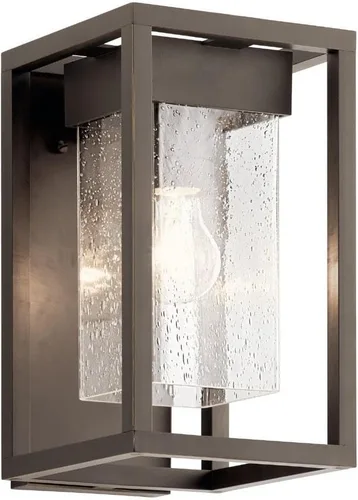 Vista 12 de Kichler Mercer 59060BSL - Lámpara de pared para exteriores de 12 pulgadas en color negro, aplique de pared exterior de 1 luz con vidrio transparente