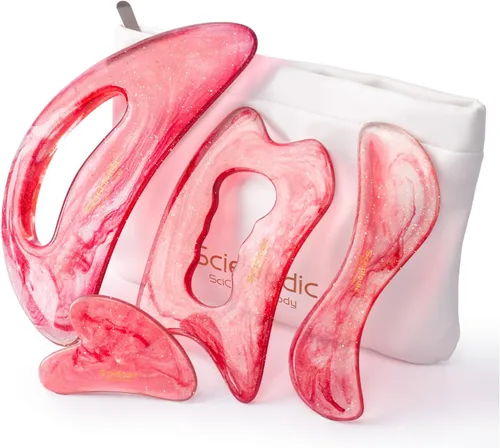 Vista 12 de Scienlodic Gua Sha - Herramienta de masaje con mango (resina), herramienta de raspado Guasha más grande para masaje de espalda, cuello, cara