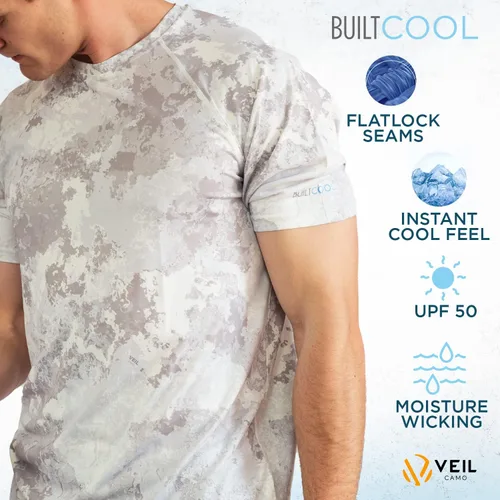 Vista 5 de BUILTCOOL Camisa raglán de cuello redondo para hombre, de secado rápido, absorción de humedad instantánea, protección solar UPF 50