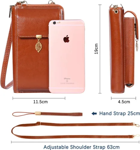 Vista 6 de HUANLANG Bolsos cruzados pequeños para teléfono celular de cuero para mujer