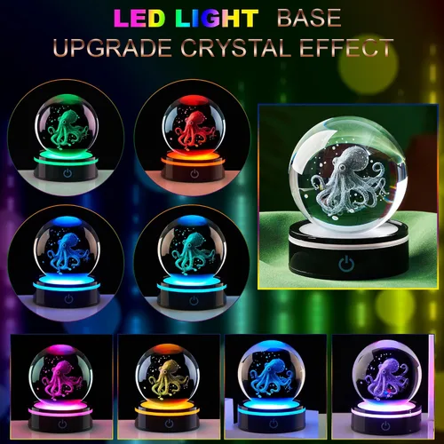 Vista 2 de Estatua de bola de cristal 3D, regalo de bola de vidrio del océano femenino, adecuada para amigas y amigos masculinos, graduados, amigos, colegas