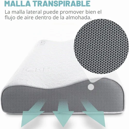 Vista 4 de Almohada cervical para el cuello, almohada de espuma de memoria de contorno Blanco