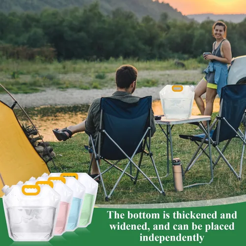 Vista 7 de Tessco for you 1.3 Gallon Collapsible Water Storage Bag Water Container Emergency Jug Plastic Storage Pouch Freezable Carrier Tank Foldable Bottle