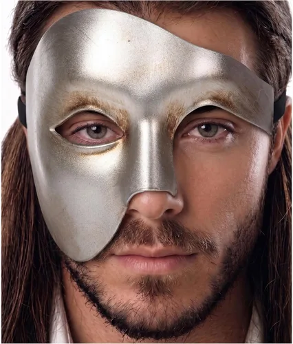 Vista 32 de Máscara de mascarada para hombre, máscara del fantasma de la ópera, máscara de baile de graduación, Mardi Gras, Haloween veneciano, media cara
