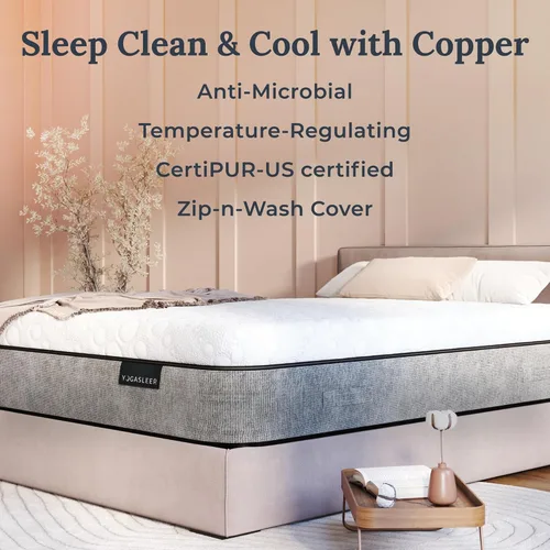 Vista 3 de ThermaCool - Colchón de espuma viscoelástica de gel con núcleo de espuma certificado CertiPUR para apoyo, el cobre regula la temperatura