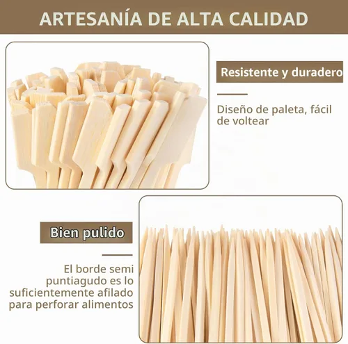 Vista 3 de HAKSEN 400 pinchos de bambú para aperitivos, púas de cóctel para bebidas, brochetas de madera de 4.7 pulgadas para sándwich, frutas, kabs