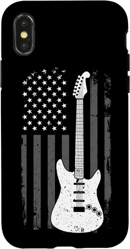 Vista 5 de iPhone 12 mini guitarra americana bandera de Estados Unidos reproductor de música Guitarrista eléctrico caso de regalo
