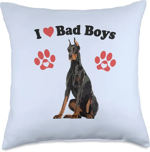 Vista 5 de Funny Doberman Pet Dog Mom Gifts Women I Love Bad Boys Funny Male Doberman Puppy Dog Mom Broma Quote Pillow de 16 x 16 pulgadas, multicolor
