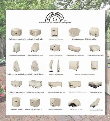 Vista 7 de Porch Shield Funda para hoguera, impermeable, 600D, resistente, cuadrada, para patio, color beige, 28 x 28 pulgadas