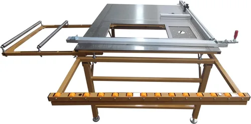 Vista 4 de Sierra de mesa con soporte para cortar madera con altura de hoja ajustable para fabricación de muebles, carpintería plegada y corte diagonal de 45°