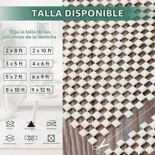 Vista 4 de BALEINE Almohadilla antideslizante para alfombra con agarre para suelos de madera dura, extra gruesa antideslizante debajo de la alfombra