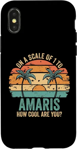 Vista 4 de Funda con nombre personalizado para iPhone 14 AMARIS para niñas retro