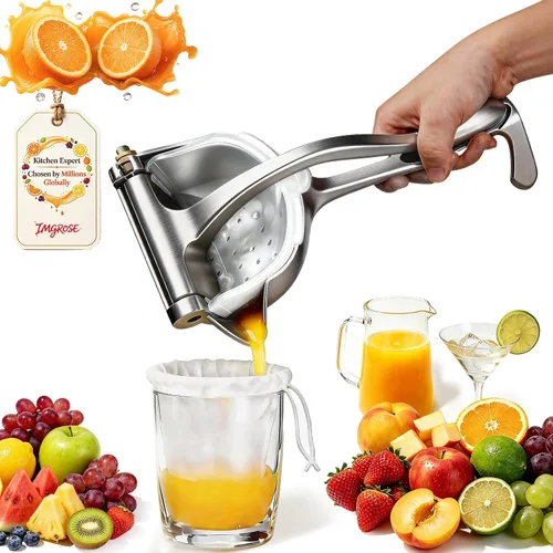 Vista 8 de Exprimidor manual de cítricos – Elite 304 Exprimidor de limón de acero inoxidable resistente con filtro incorporado, exprimidor de naranja