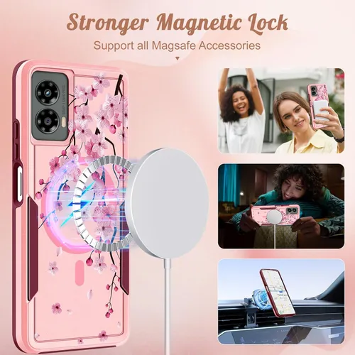 Vista 3 de Funda para Moto G 5G 2024 – Compatible con MagSafe para mujeres y niñas, bonita funda protectora magnética para teléfono, diseño femenino Kawaii