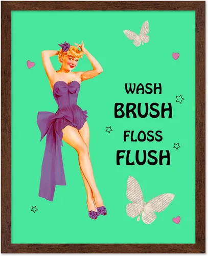Vista 14 de Poster Master Pin Up Girl Poster - Better Late Than Ugly Print - Butterfly Art - Modern Art - Trendy Art - Gift for Men & Women - Funny Decor for