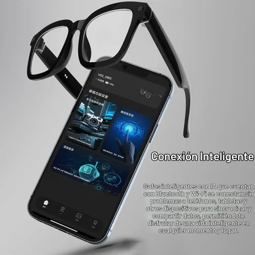 Vista 7 de Gafas de cámara para vlogging y computadora, lentes inteligentes de filtrado de luz azul con grabación de 1080P, manos libres y vista previa