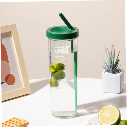 Vista 6 de Botella de agua con infusor de frutas, infusor a prueba de fugas, botella de agua transparente de 27.1 fl oz con popote para frutas, café helado, té