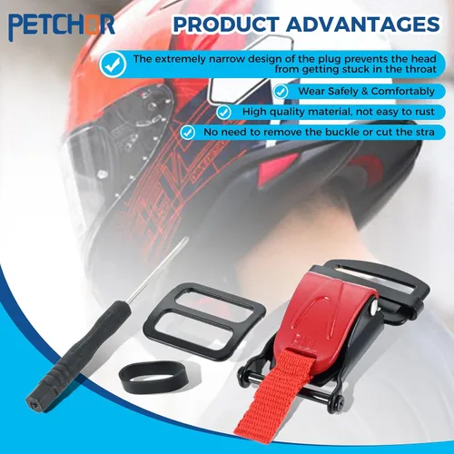 Vista 7 de Kit de repuesto de hebilla de liberación rápida para casco de motocicleta, accesorios de motocicleta de acero inoxidable para reemplazar la correa