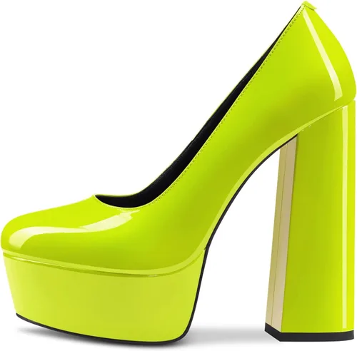 Vista 58 de TNYNFBEB Zapatos de tacón de plataforma alta para mujer, con puntera redonda, sin cordones, básicas, clásicas, de 5.5 pulgadas