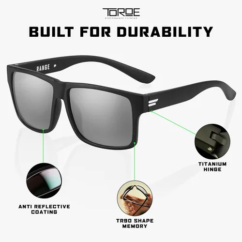 Vista 10 de TOROE Gafas de sol irrompibles TR90 con montura TR90 de policarbonato polarizado hidrofóbico